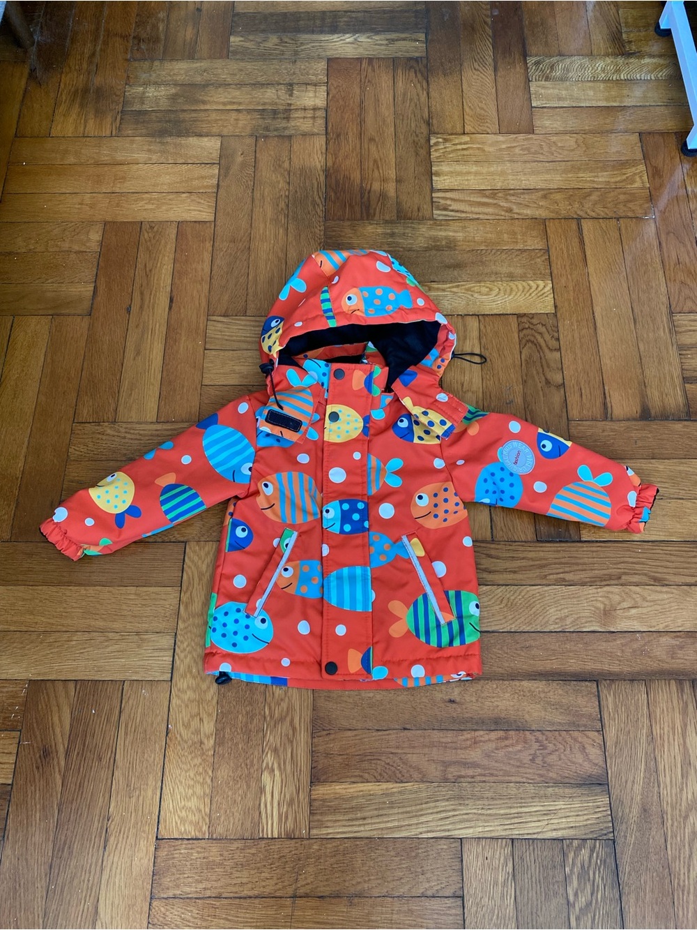 Botchkova Kids Fish Print Hooded Rain Jacket Orange Size 110CM